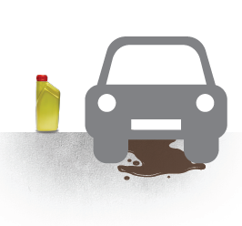Stylized image of Oil spill under car