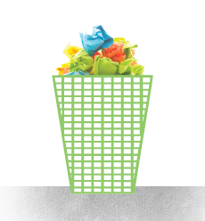 Stylized image of recyling bin with bags