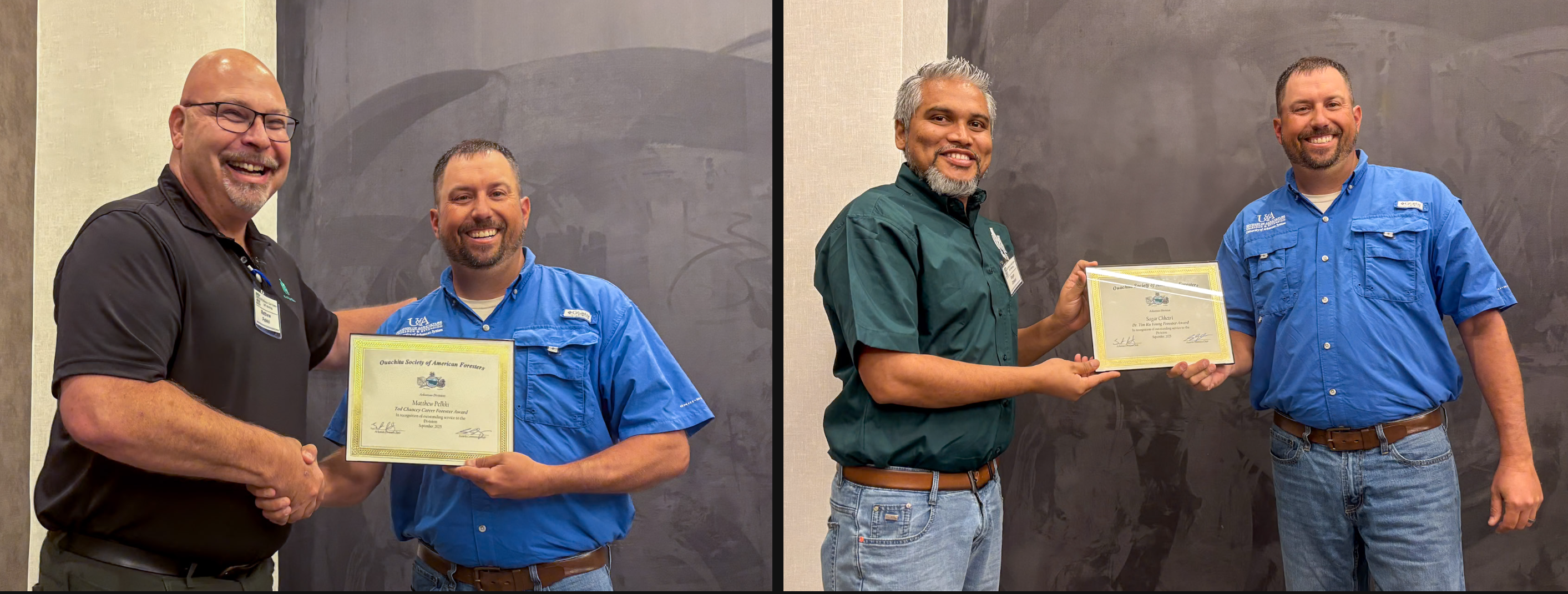 Two men winning awards