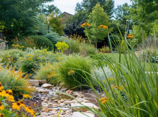 rain garden with native plants