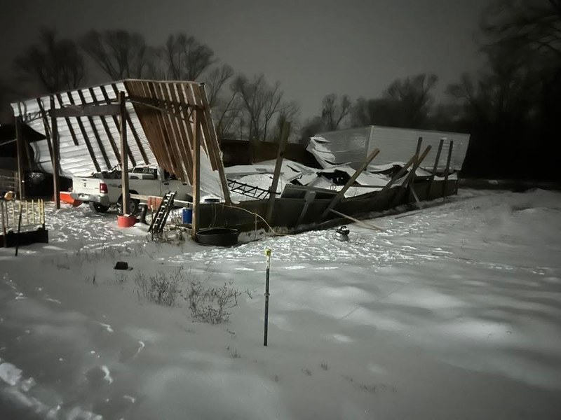 Collapsed farm structure