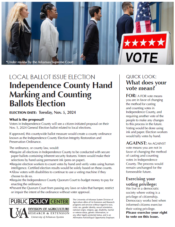 Cover of Independence County Arkansas election fact sheet