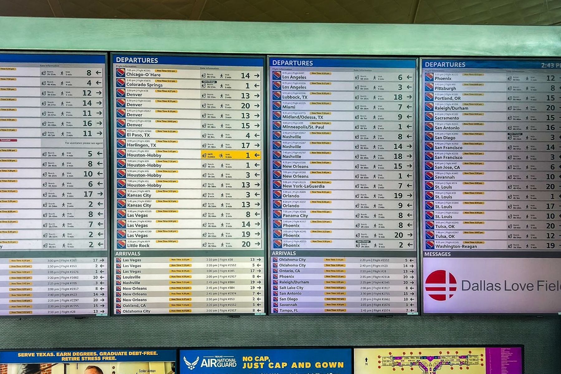 Airport departure board