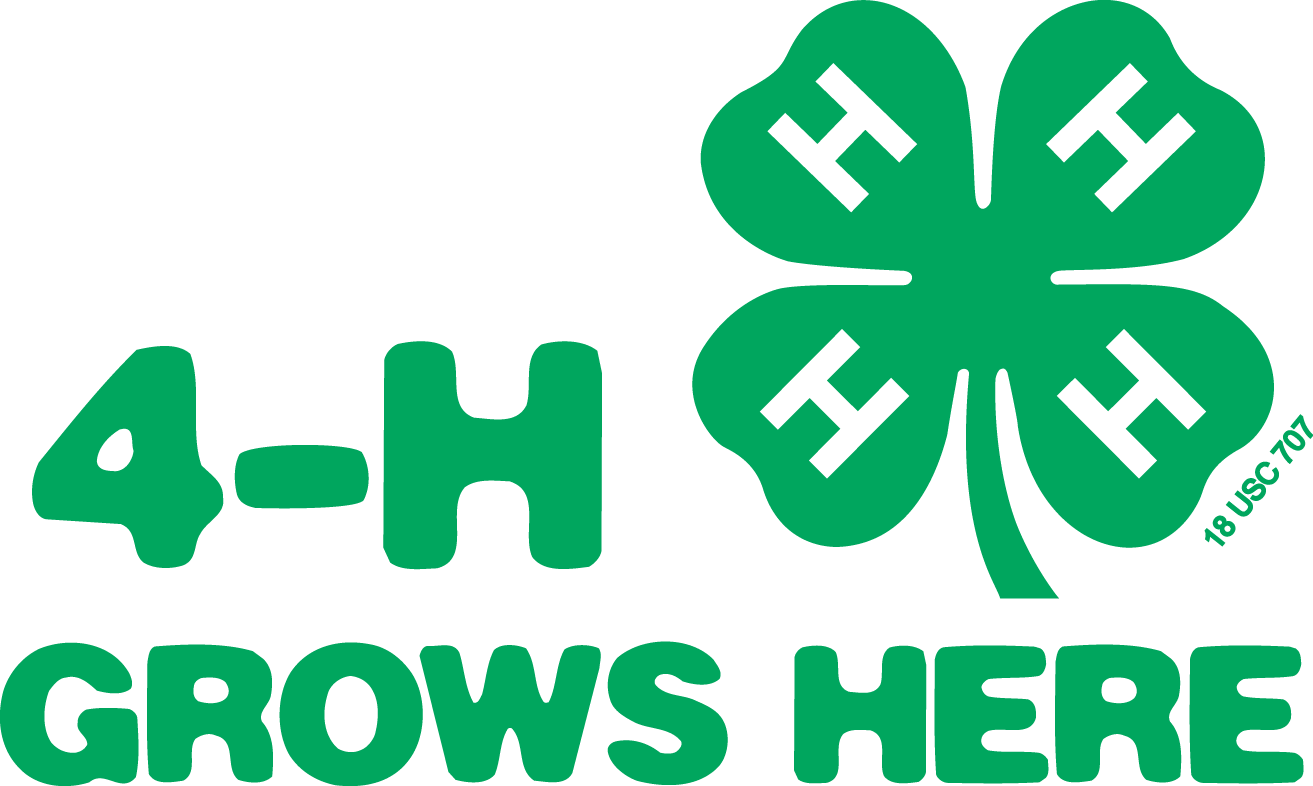 Image that states: 4-H Grows Here with an image of green 4 leaf clover