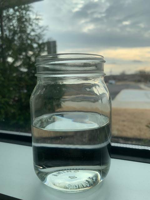 Is the glass half empty or half full? Cup Water Optimism, water