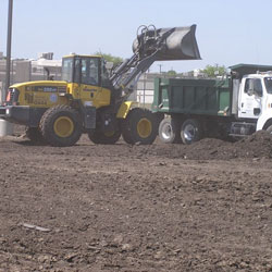 bulldozer moving dirt