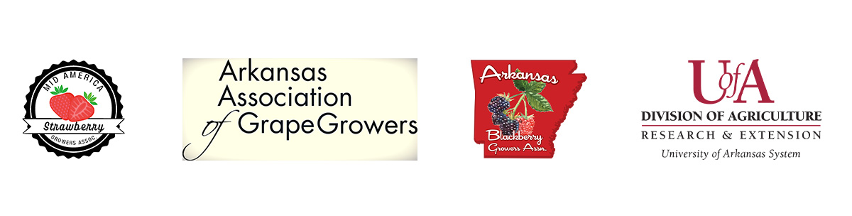 Logos for the Mid American Strawberry Growers Association, University of Arkansas System Division of Agriculture, Arkansas Association of Grape Growers, and the Arkansas Blackberry Growers Association Logos for the Mid American Strawberry Growers Association, University of Arkansas System Division of Agriculture, Arkansas Association of Grape Growers, and the Arkansas Blackberry Growers Association