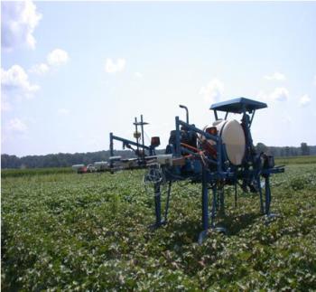 GreenSeeker NDVI Sensor equipment in a row crop field