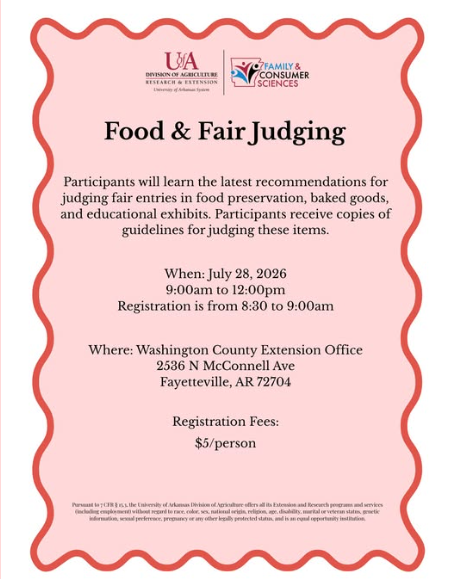 Washington County Fair Judging Class July 28, 2026 Fair Judging Class