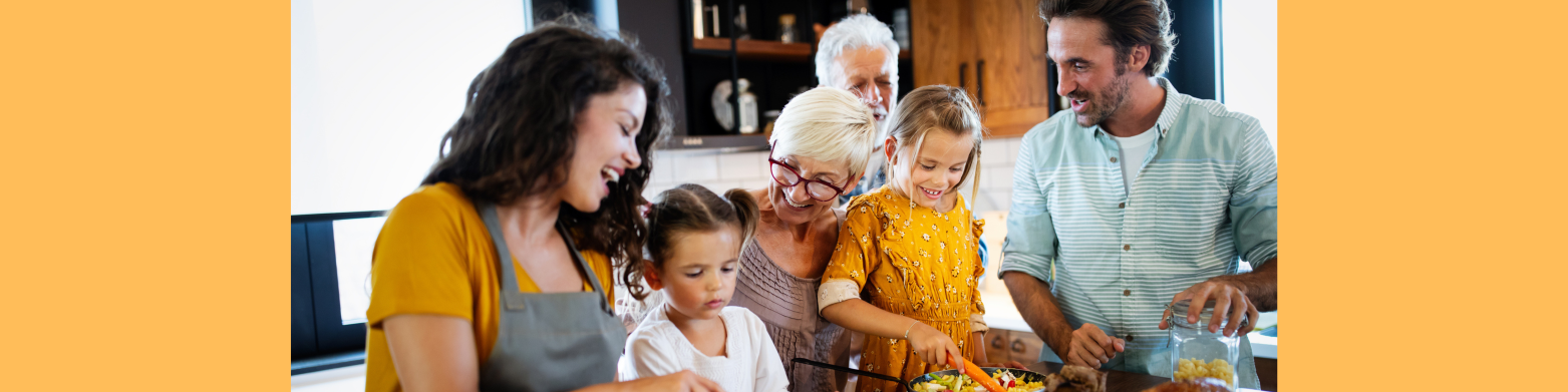 multigenerational family enjoying cooking together