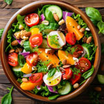 spinach salad with colorful vegetables