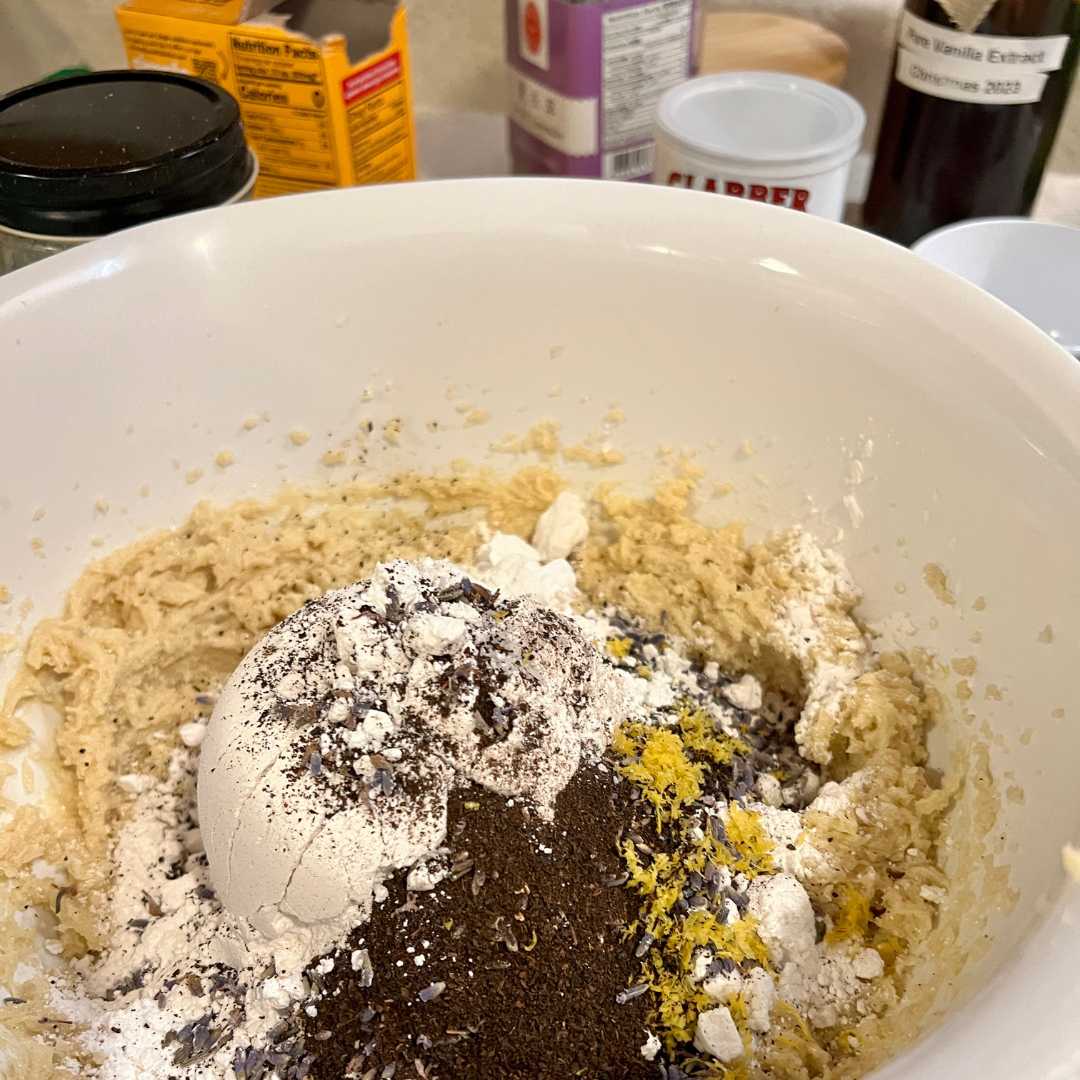 tea cookie ingredients in a bowl