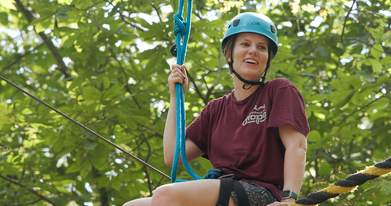 Woman on high ropes