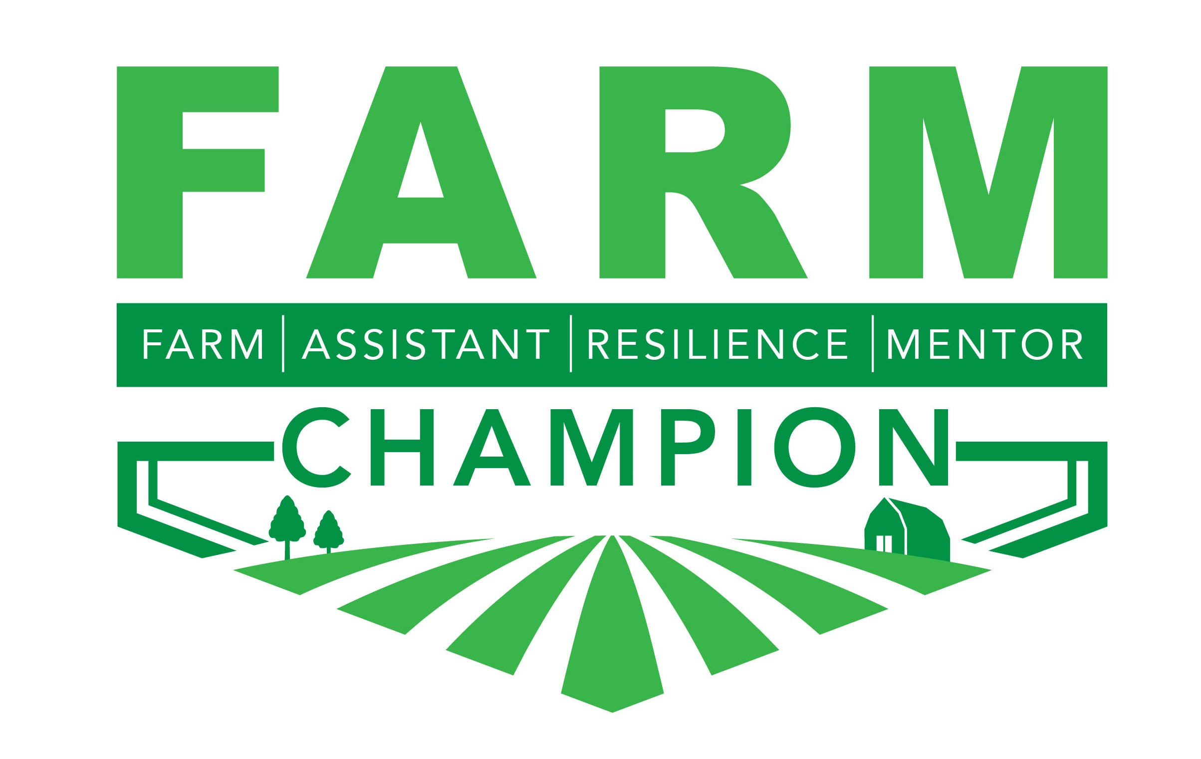 FARM Champion podcast. Farm Assistant Resilience Mentor. Green text on white background