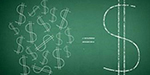 Dollar sign on chalkboard with numbers